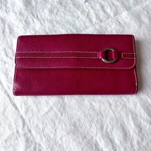 Women’s Genuine Leather Wallet Snap Closure Red